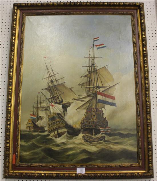 Pair oils and single of galleons